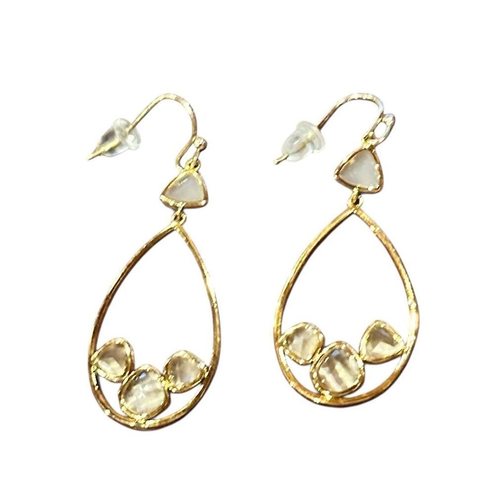 TAI Circle Drop Earrings in Gold & Clear New